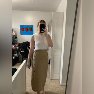 Vintage cotton khaki maxi skirt